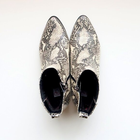 Blondo Snakeskin Leather Waterproof Block Heel Pointy Toe Ankle Boots / Booties - Picture 4 of 16